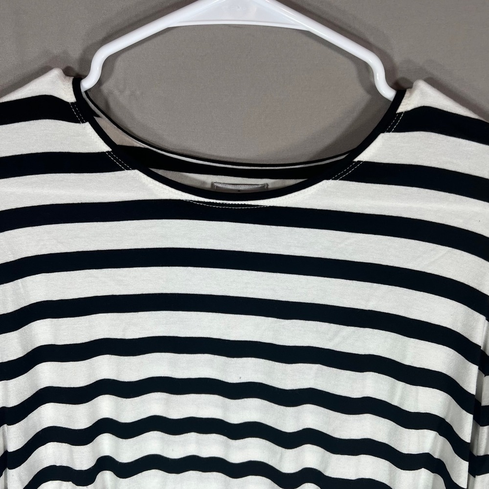 CHICO'S Black Stripped Shirt, Size 3 (XL) 3/4 Sleeve - Fabulous All Season Layer - Picture 2 of 5